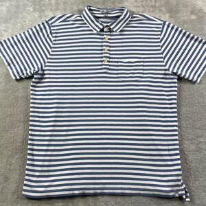Peter Millar Boucle Polo Shirt Mens‎ XL Blue Stripe Organic Cotton Silk Seaside